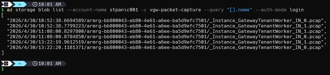 CLI showing packet capture