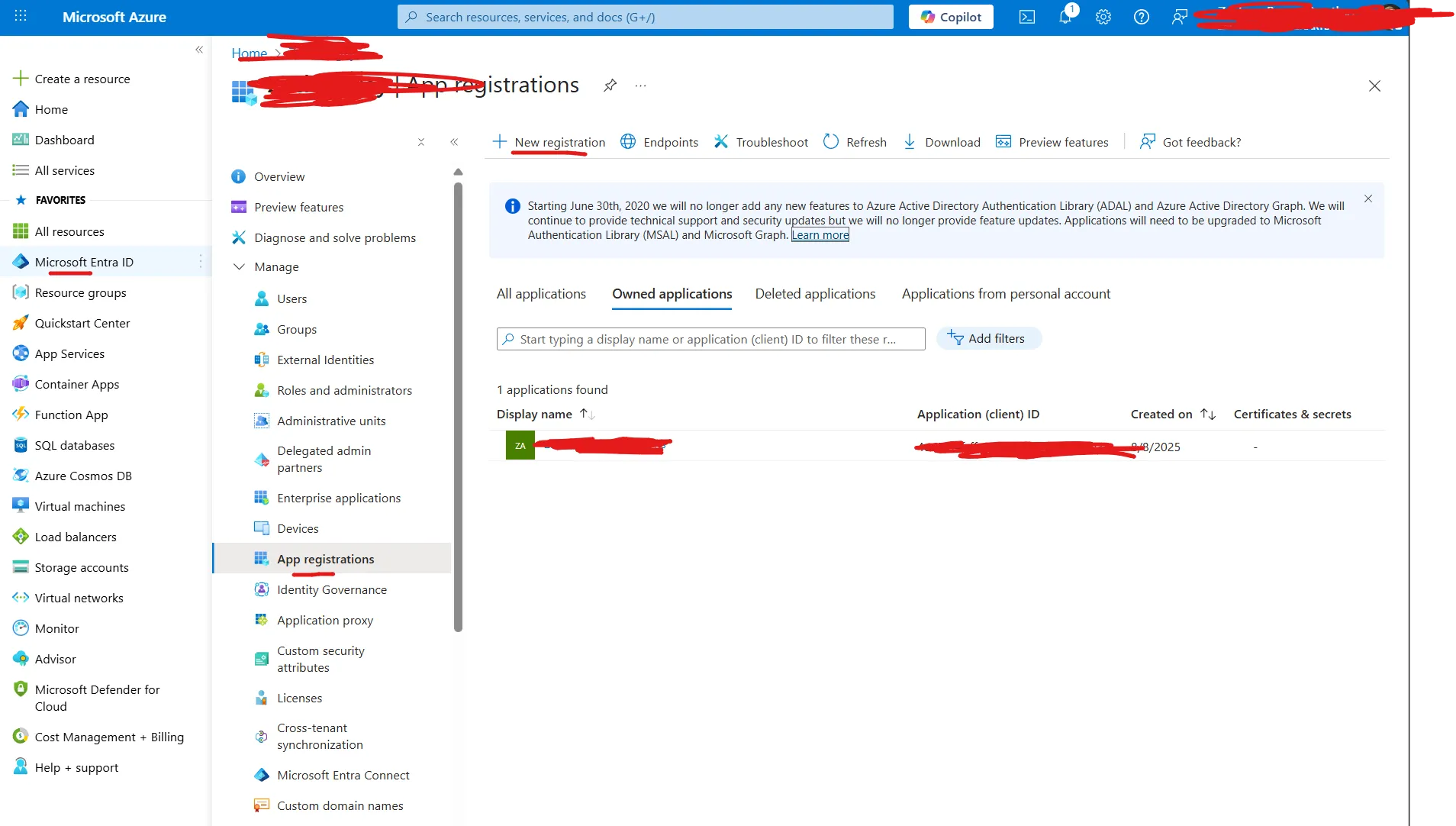 Create appllication registration on Microsoft Azure Entra ID